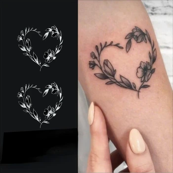 Нова фалшива татуировка за жени, мъже, татуировка във формата на сърце с трева, водоустойчиви, устойчиви татуировка на ръката, временни татуировки, Художествена стикер с татуировка