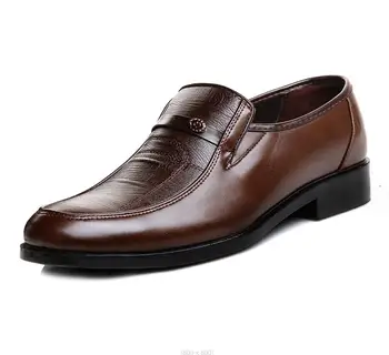 Нови мъжки кожени Официални бизнес обувки, мъжки офис обувки на плоска подметка, Oxfords, дишащи вечерни обувки на годишнина от сватбата, по-Големи размери