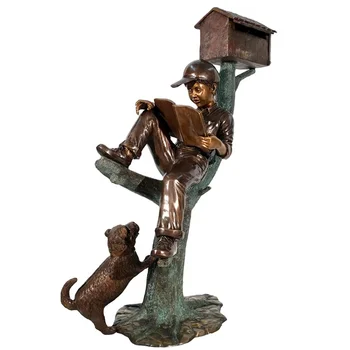 продава градински метални, месингови скулптури бронз лъже момчето в реален размер, водоустойчив бронзови пощенски кутии