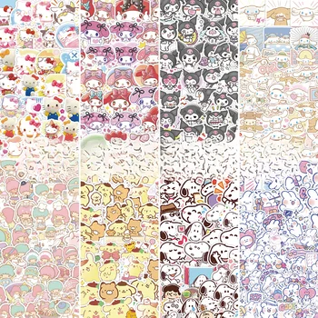 Продажба на едро на 60-100шт аниме-стикери Kawaii Sanrio Hello Kitty Kuromi Cinnamoroll Pochacco My Melody Студентски Канцелярский подарък