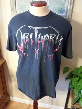 Реколта тениска на Obituary XL с дет-метъла