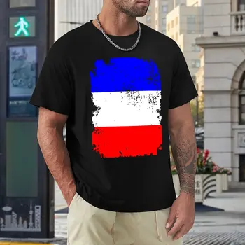 Ретро флаг на Франция - Изтъркан Флаг на Франция, Незаменим тениска с кръгло деколте, Тениски, Move, Нестандартен, Забавен Новост За почивка, Размер Eur