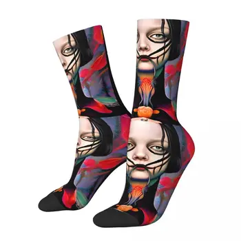 Ретро-флора на фона на мъжките чорапи Wednesday TV Series Унисекс модел Харадзюку, забавен подарък за чорапи на екипажа