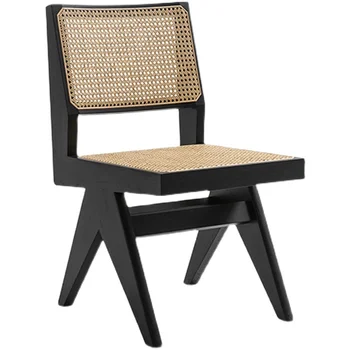 Сплетен стол от ратан скандинавски ретро стил, уютна облегалка, маса за хранене, стол, дизайнерски стол