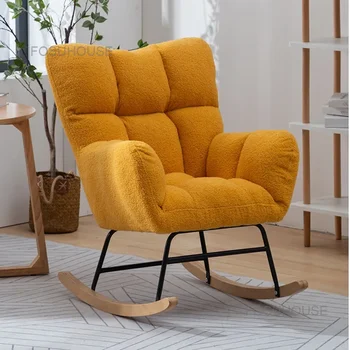 Столове за сядане с облегалка от скандинавски тъкани, мебели за дома, спалня, Одноместное кашемировое люлеещ се стол, диван-стол за почивка на балкона