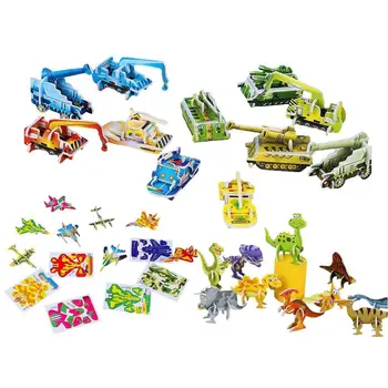 Съберете набор от играчки-пъзели от стиропор, съберете играчка-пъзел, самолет-танк, динозавър, занаяти, монтаж на строителни модели, пъзел 