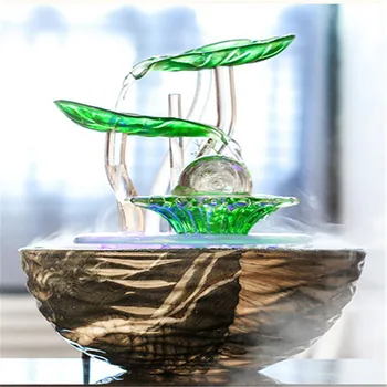 Тенис на воден елемент Фонтан Зелен Лотос Каскада от водопади За украса на помещения стеклокерамический Аквариум Овлажнител на въздуха Mist Занаятите