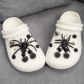 Украса на обувки от серията Black Spider Забавни ключодържатели със собствените си ръце, за Crocs Ins Популярна украса за сандали сабо и Модни аксесоари