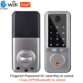 Умни засовные брави за домове Приложение на Hristo Wi-Fi Bluetooth приложението TTlock Биометричен пръстов отпечатък Бесключевой заключване на входната врата с цифрова клавиатура