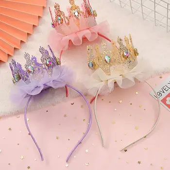 Хубава превръзка на главата под формата на короната за момичета в Корейски стил, Детска мода, Кристали, Окото лента за коса, Аксесоари за коса принцеса на Феите