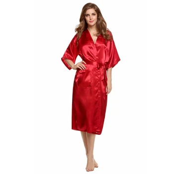 Червена дълга рокля за шаферка, Секси бельо, кимона за сватбеното парти, Нощно рокля, Дамски пижами, Пижами