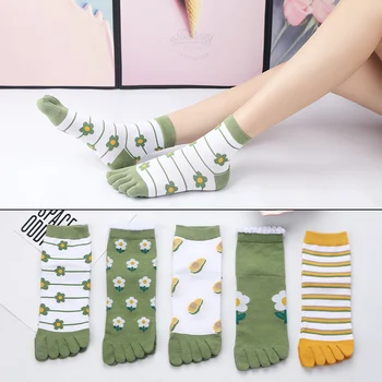 Чорапи с пет пръста, Памучни дамски чорапи със средна дължина, пролет-лято, Four Seasons, Чорапи с пет пръста